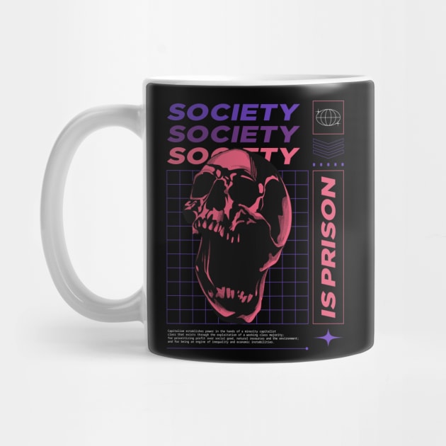 Anti Society Is Prison Rebel Anarchist Skull Urban wear by Tip Top Tee's